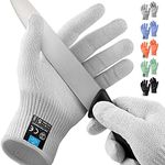 Zulay Cut Resistant Gloves, Food Grade Level 5 Protection, Comfortable Safety Gloves For Chefs, Oyster Shucking, Fish Fillet, Mandolin Slicing, Large White