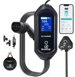 StromPuls 3.6kW Portable EV Charger, Smart APP, Adjustable Amps, 5m TPU Cable,16A 1 Phase, 2.5" Large Screen, Bag,Wallholder,Surge & Pen Protection, Earthing Off Option. 5 Years Warranty*(20062)