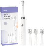 Y-Kelin Orthodontic Electric Toothbrush for Braces, Sonic Toothbrush with 2 Concave Replacement Heads and 2 Convex Replacement Heads, Soft Bristle, 5 Modes IPX7 Waterproof (White)