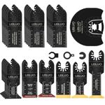 LEILUO 32 Pcs Titanium Multitool Blade Kits for Wood Nails Drywall Japanese Tooth Multi Tool Blades Universal Oscillating Saw Accessories with Storage Bag Compatible with DeWalt Makita Dremel and More