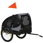 Aosom Dog Bike Trailer, Dog Wagon Pet Bicycle Trailer with Steel Frame, Hitch Coupler, Quick Release Wheels, Reflectors, Flag for Medium Dogs, Black