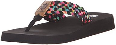 Yellow Box Women's Soleil Wedge Sandal, Black/Multi, 8.5 M US