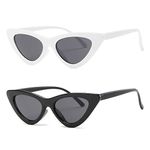 kimorn Cat Eye Sunglasses For Women Clout Goggles Kurt Cobain Sun Glasses K0566 (2 Pack/Black+White)