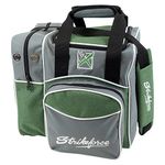 KR Strikeforce Flexx Single Tote Bowling Bag with Side Shoe Compartment and Front Accessory Compartment (Grey/Green)