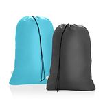 OTraki 2 Pack Large Laundry Bags 28 x 45 inch Heavy Duty Dirty Clothes Organizer Bag Tear Resistant Drawstring Hamper Liner for Home Dorm Camp College Storage 70x115cm Grey + Turquoise