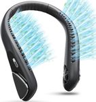 Jialexin Bladeless Personal Fan, 6000mAh Usb Rechargeable, 3-Speed Portable Neck Fan - Leafless, Headphone Design for Sports & Outdoor - Black