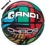 AND1 Chaos Rubber Basketball: (Deflated w/Pump Included), Official Regulation Size, Basketball w/Pump, Size 7