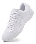 BAXINIER Girls White Cheerleading Shoes Athletic Training Dance Tennis Shoes Lightweight Youth Cheer Competition Sneakers - White 4 Big Kid