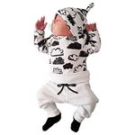 Boys Clothing Sets, SHOBDW Newborn Baby Girls Striped Letter Print Long Sleeve Tops + Pants + Hat Casual Autumnal Clothes (3-6 Months, Infant-White)