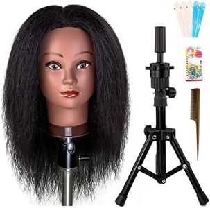 MILLYSHINE Mannequin Head 100% Real Human Hair,16" Styling Braiding Doll Head,Dyeing Curling Training Head,Hairdresscer Practice Manikin Head