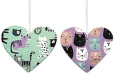 1 x Cat Lovers Air freshener - Unique - 2 designs on 1 Heart - Car and Home - Novelty Fun Birthday Gift - Made in UK