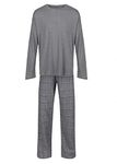 Label Cutters MENS PYJAMAS HANES KNIT TOP FLANNEL PANT PJ SETS S-XXL LOUNGE SLEEP NIGHT WEAR - GREY/GREY - XL