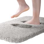 ROLIZOE Ultra Thick Bath Rug for Bathroom Non Slip Bath Mat Highly Absorbent Bathroom Rug Mat Super Soft Bedside Rug Carpet Microfiber Floor Mat 50 x 80cm, Light Grey