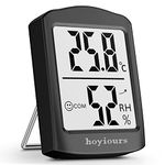 hoyiours Room Thermometer Digital Hygrometer, Temperature and Humidity Monitor for Home, Bedroom, Baby Room, Office, Greenhouse and Cellar, Black Color Design