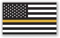 Thin Gold Line Flag 2-Pack Decal Sticker | 5-Inches by 3-Inches | Premium Quality Vinyl | UV Resistant Laminate | PD900