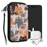 kwmobile Neoprene Sleeve for Smartphone Size L - 6.5" - Shock Absorbing Pouch Case - Protective Phone Bag - Cats Orange/Black/White