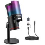 zealsound Gaming USB Microphone,Noise Canceling Mic with RGB Light,Touch Mute,Gain,Real-Time Monitoring for Streaming,Podcast,Twitch,YouTube,Discord,Compatible with iPhone,iPad,PC,PS4,PS5,Mac
