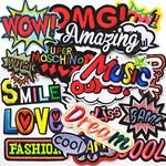 Mosheng Accessory 22pcs DIY Word Embroidery Mix Patterns Iron On Patches or Sew On Patches Applique for Clothes Backpacks T-Shirt Jeans Skirt Vests Scarf Hat Bag (Style 10)