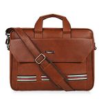 Zipline Office Faux Leather laptop bag for Men - Fits 14/15/15.6 inch Laptop/Tablet Messenger Bags For Mens (1-Tan Bag)