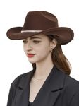 Western-Cowboy-Hat Cowgirl-Hat for Men Women - Classic Felt Fedoras with Rhinestones Decor Band for Party Stage Daily Wear, Coffee, 7-7 1/4