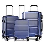 Kono Fashion Luggage Set of 3 PCS Lightweight ABS Hard Shell Trolley Travel Case with TSA Lock and 4 Spinner Wheels 20" 24" 28" Suitcase 2 Year Warranty Durable (3 Pcs Set, Navy)