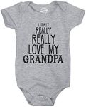 Baby Really Really Love My Grandpa Cute Funny Infant Creeper Bodysuit Funny Baby Onesies Dad Joke Onesie for Baby Funny Grandpa Onesie Novelty Onesie Light Grey 24 Months