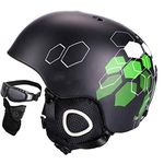 Ski Helmet Ultralight CE Certification Integrally-Molded Breathable Skateboard Ski Snowboard Helmet 18 Black Hexagonal S (52-55cm)