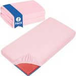 Nap Mat Sheet 2 Pack, 24" x 48" x 4" Fitted Elastic Corners Preschool Day Care Rest Nap Mat Cover, Soft & Breathable Baby Sheets for Regalo My Cot Portable Toddler Bed and Joovy Travel Cot, Pink