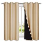 NICETOWN Bedroom Full Blackout Curtain Panels, Super Thick Insulated Grommet Drapes, Double-Layer Blackout Draperies with Black Liner for Small Window (Set of 2 PCs, 42 by 63 inches, Biscotti Beige)