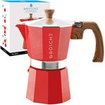 GROSCHE Milano Stovetop Espresso Maker Moka Pot 6 espresso Cup, 9.3 oz, Red - Cuban Coffee Maker Stove top coffee maker Moka Italian espresso greca coffee maker brewer percolator