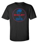 Ford Shelby Cobra Blue & Red Circle Logo Car T-Shirt Adult Men's Short Sleeve-Black-XXXL