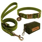 Wisedog Dog Collar and Leash Set Combo: Adjustable Durable Pet Collars with Dog Leashes for Small Medium Large Dogs,includes One Bonus of Poop Bag Holder (XS(Collar:8.5"-12";Leash:4 ft), Green)