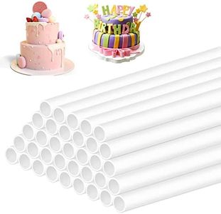 BUYGOO 50Pcs Plastic Cake Dowels for Tiered Cakes, Supports Straws and Rods for Stacking and Supporting (9.5 Inch), White