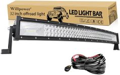 Willpower 32 inch Curved LED Light Bar 405W Spot Flood Combo Triple Row Led Off road Driving Fog Lights with Mounting Bracket and Wiring Harness for Car Tractor Truck ATV SUV Boat