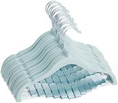 Juvale 24-Pack Light Blue Velvet Hangers with Movable Clips for Baby and Kids Clothes, Slip-Resistant, Space-Saving for Pants, Leggings, Skirts, Shorts, Jackets, 360 Degree Swivel Hook (12x8 in)