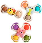 ALASOU 3PCS Pop Suction Cup Spinner Toys for 1 Year Old Boy Girl|Novelty Spinning Tops Toddler Toys Age 1-2|Sensory Baby Bath Toy for Toddlers 1-3|12 18 Months Boy Birthday Gift for Infant