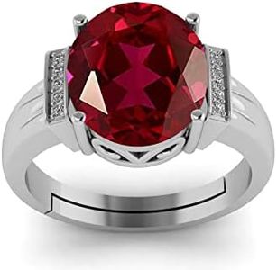 LMDLACHAMA 10.25 Ratti 9.50 Carat Certified And Natural Red Ruby Gemstone Silver Adjustable Ring For Men And Women