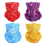 SMEHCF 4 Cashew Flower Headband Bandana Balaclava Half Face Mask Shield Head Hair Scarf Neck Gaiter Hat Multipurpose For WoMen Men Breathable Reusable Washable Red Purple Blue Yellow