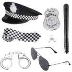 Foreverup 6PCS Adult Police Costume, Police Pretend Play Accessories with Police Equipment Police Vest Cap Badge Toy Shotgun Handcuff and More, Police Toys Role Play Costume Accessories for Kids Boys