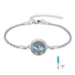 CUPENDA Tree of Life Urn Bracelet for Ashes 925 Sterling Silver Abalone Shell Tree of Life Cremation Keepsake Pendant Locket Bracelet for Women Men