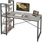 Bestier Computer Desk with Storage Shelves - 55 Inch Home Office Desks with Reversible Bookshelf - Plenty Leg Room and Easy Assemble, Wash White