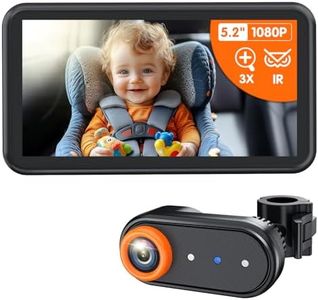 Luckview BM2A Baby Car Camera, Night Vision & 5.2" 1080P Display for Rear-Facing Car Seats, Easy No-Damage Install, Patented Anti-Shake Mount – Ideal for Parents and Pet Owners