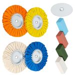 Wadoy 8'' Airway Buffing Wheel Kit, 9 Pcs Aluminum Wheel Polishing Kit in Diameter 5/8 inch Arbor Hole, Polishing Compound, Safety Flange, Metal Polishing Wheel for Angle Grinder Mirror Finish