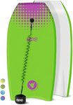 BPS 33" 'Green Machine' Bodyboard - High-Performance Super Lightweight Boogie Board for Kids Adults - Enhanced Speed Maximum Control Perfect Glide on Waves - with Wrist Leash (Green, Purple Accent)