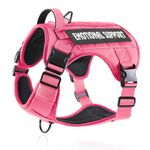 Belababy Tactical Anti Pull Dog Harness Small Medium Large Dog, Soft Adjustable Dog Vest with Velcro Molle Panels, Breathable Military Front Clip Dog Harness for Working Training, Dazzling Pink, S