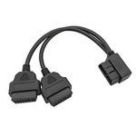 Right Angle OBD2 Splitter, 16 Pin Extension Y Cable, 1 Male to 2 Female, 1ft 24AWG Extender Cord Adapter, Automotive Accessories Universal for All OBD2 Vehicles