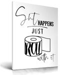 UPWOIGH Funny Bathroom Wall Art Decor, Black and White Toilet Paper Wall art，Waterproof Wood Framed Canvas Wall Art ,Downstairs Toilet bathroom humor Abstract Prints, 12x16in High-end Pictures Wrapped Canvas 1 Pack