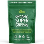 BodyMe Organic Vegan Greens Powder - Vegan Superfood Blend of Wheatgrass, Moringa, Spirulina, Ashwaganda and Other Organic Ingredients - Quick & Easy Nutrients, 504g