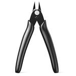 BOENFU Micro Wire Cutter 5-Inches Wire Snips Jewellery Wire Cutters Flush Cut Nippers Precision Small Side Cutting Pliers for 3D Print, Plastic Models, Jewellery, Electronics, Black