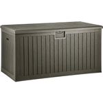 YITAHOME XXL 230 Gallon Large Deck Box,Outdoor Storage for Patio Furniture Cushions,Garden Tools with Flexible Divider,Waterproof,Lockable (Light Brown)